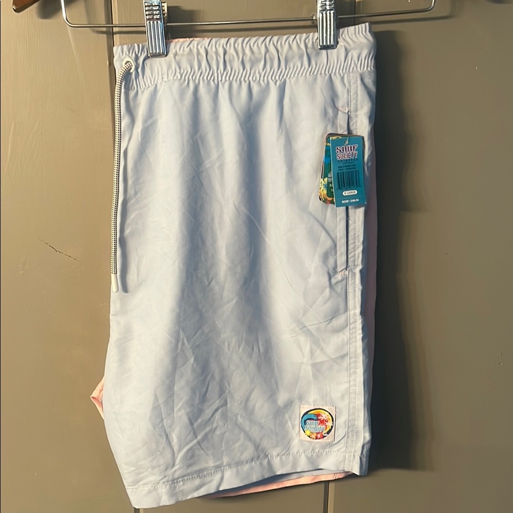 NWT Surf Society Swim  Short Trunks Pink Blue Preppy Coastal Beach Vacay Resort - Picture 5 of 7